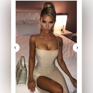 Babyboo - Miley Maxi Dress - Gold Sparkle - never worn still in package